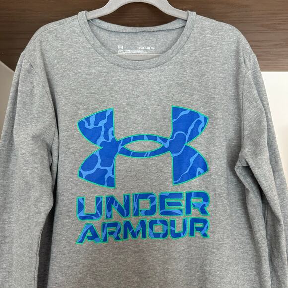 Under Armour Long Sleeve Tee in Gray/Blue - Picture 2 of 5